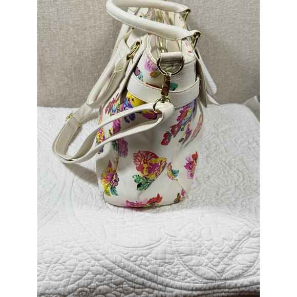 Betsey Johnson Women’s White Floral Print Shoulder Satchel Purse Handbag Spring - Picture 13 of 13